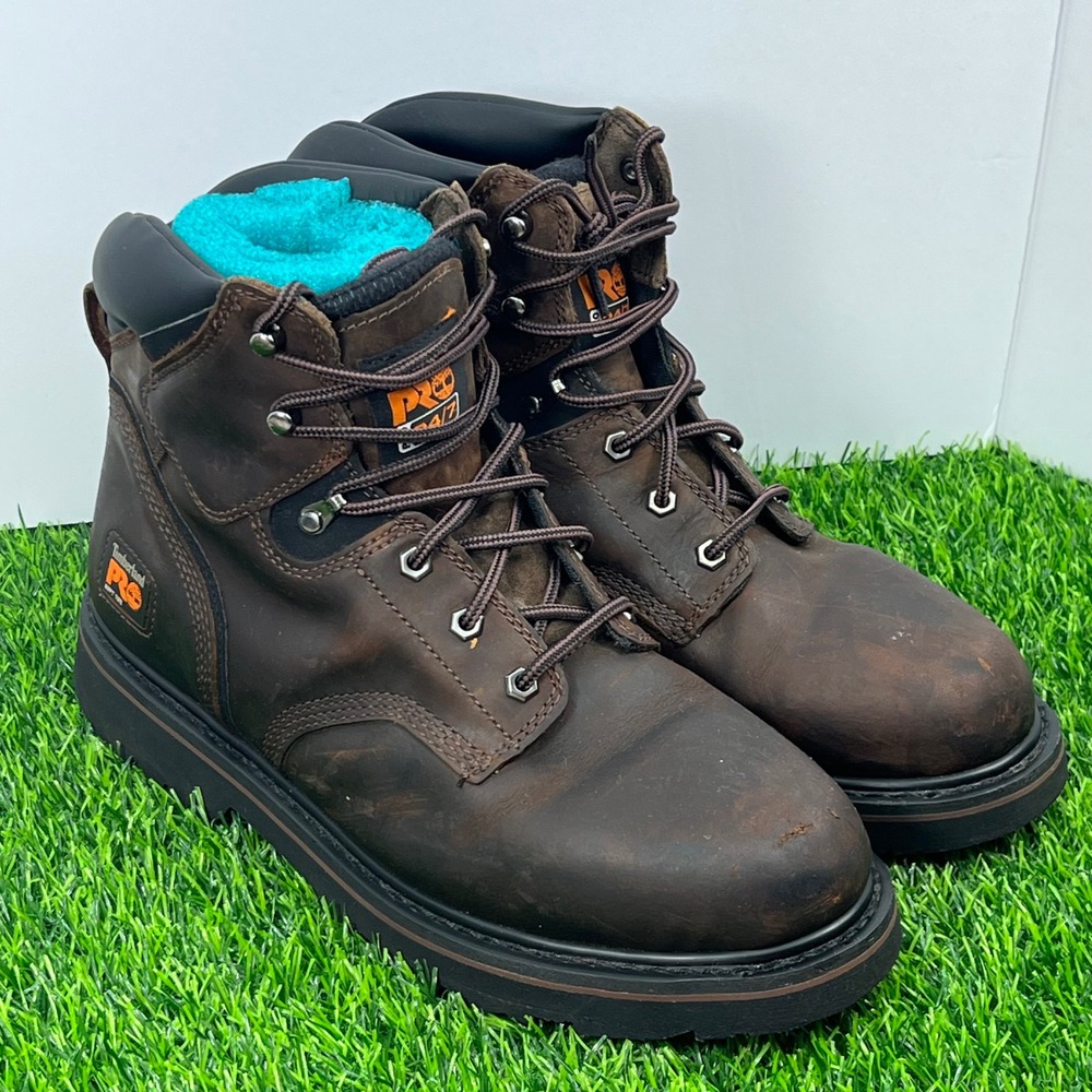 Timberland PRO‎ Mens Brown Leather Steel Toe Work Boots Size 12